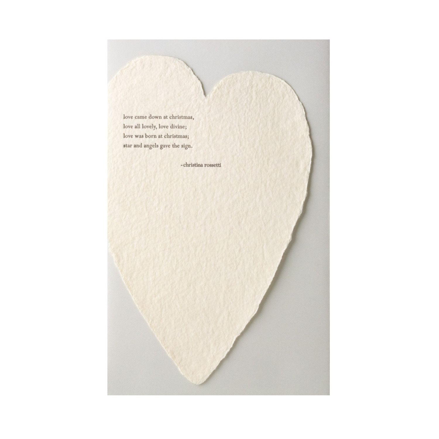 Rossetti Christmas Quote Letterpress Deckled Heart Card