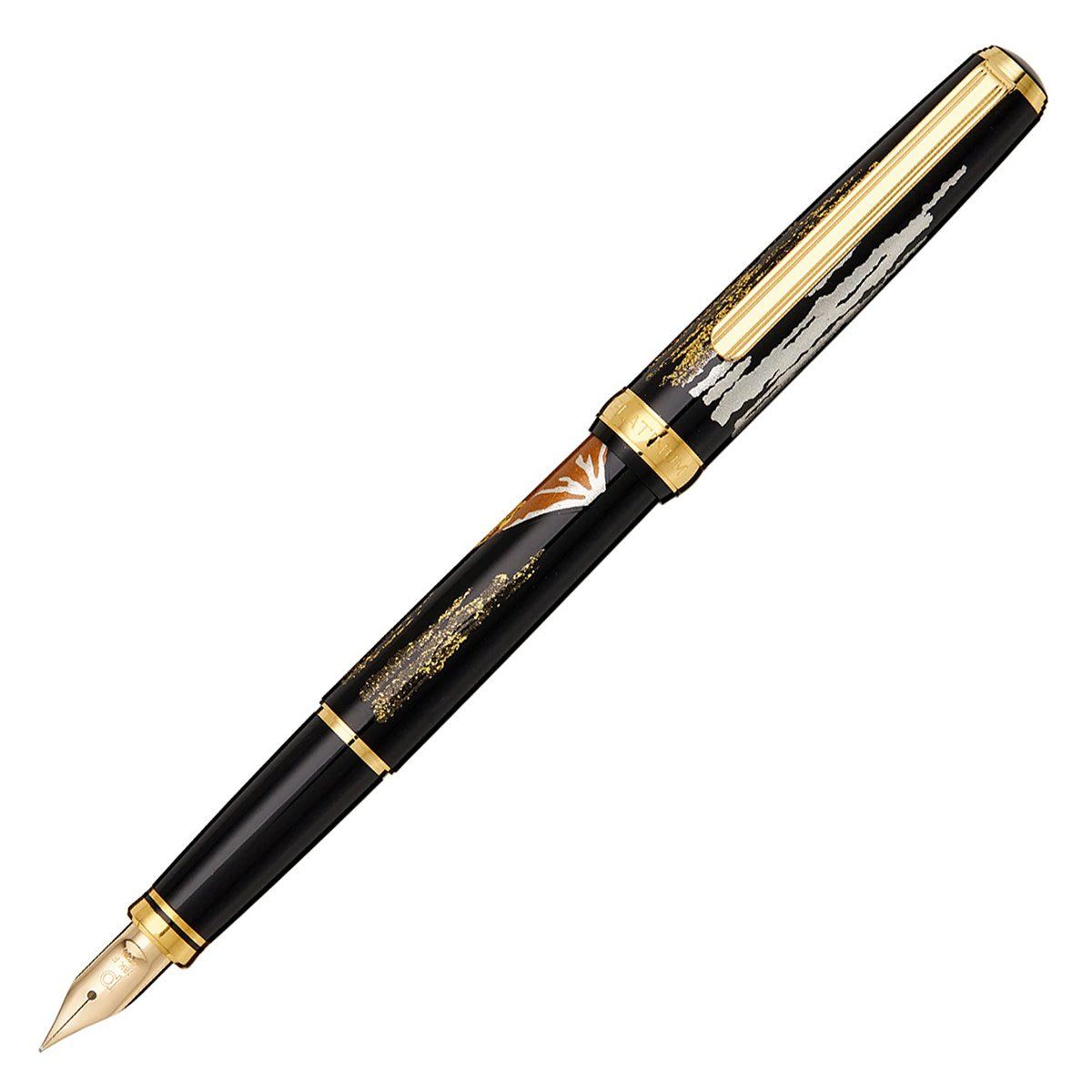 Platinum Kanazawa Leaf Maki-e Red Mt. Fuji Fountain Pen
