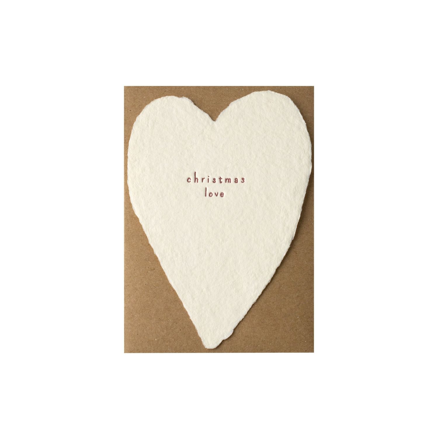 Christmas Love Greeted Heart Letterpress Card