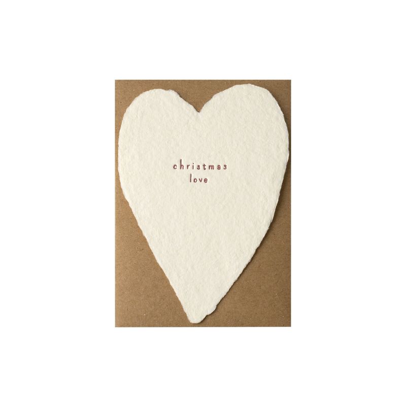 Christmas Love Greeted Heart Letterpress Card