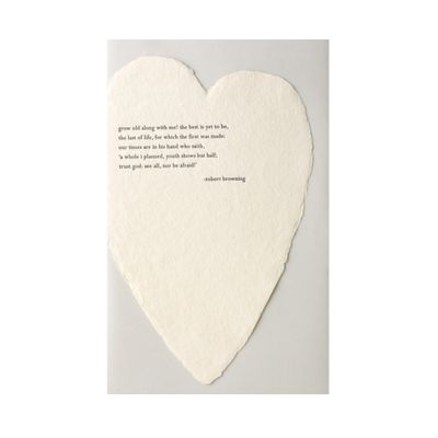 Browning Quote Letterpress Deckled Heart Card