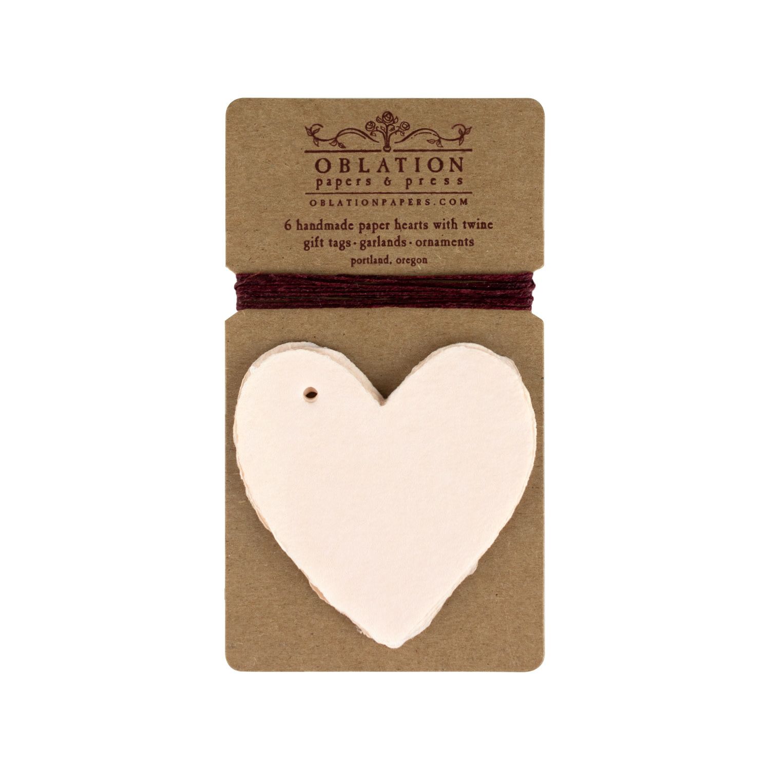 Blush Petite Handmade Paper Heart Tags