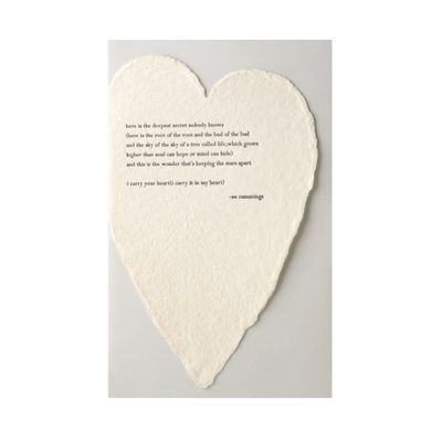 Cummings Quote Letterpress Deckled Heart Card
