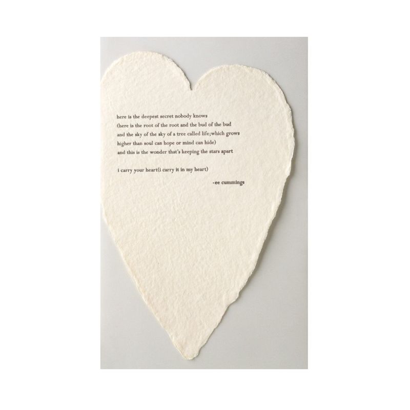 Cummings Quote Letterpress Deckled Heart Card