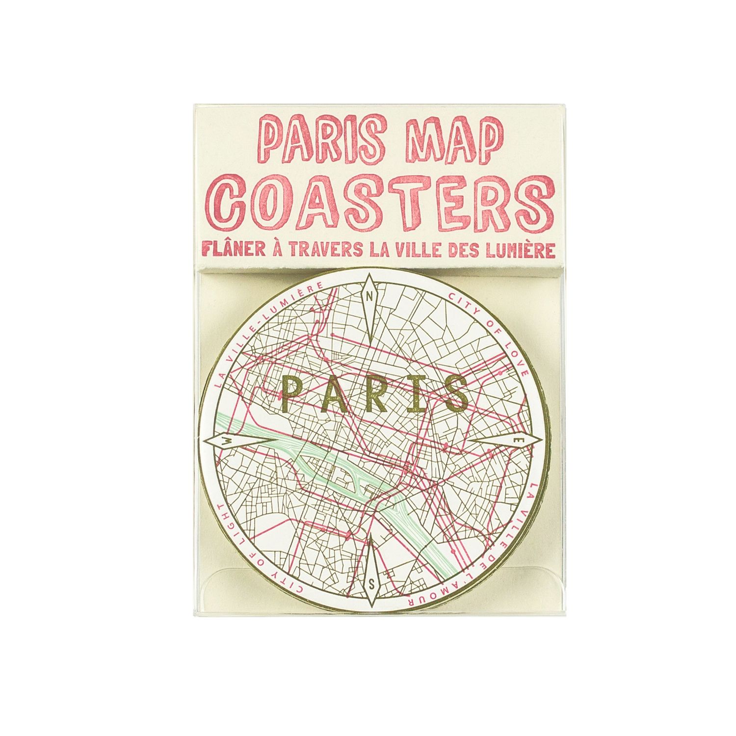 Paris Map Letterpress Coasters