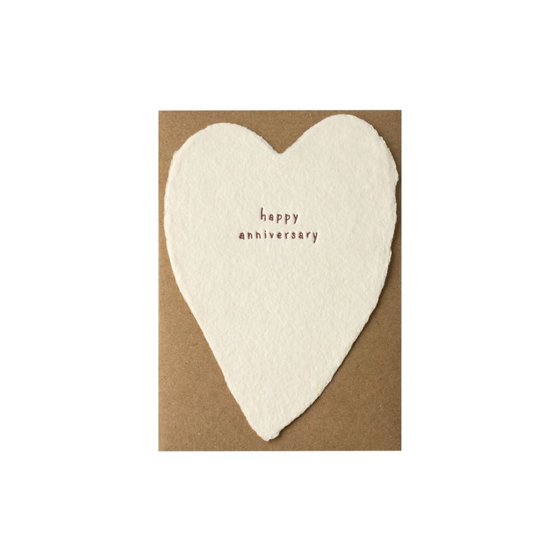 Happy Anniversary Greeted Heart Letterpress Card