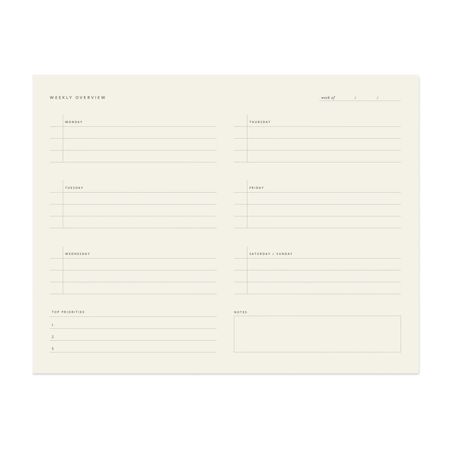 Weekly Overview Notepad