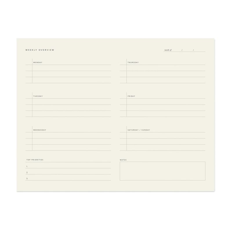 Weekly Overview Notepad