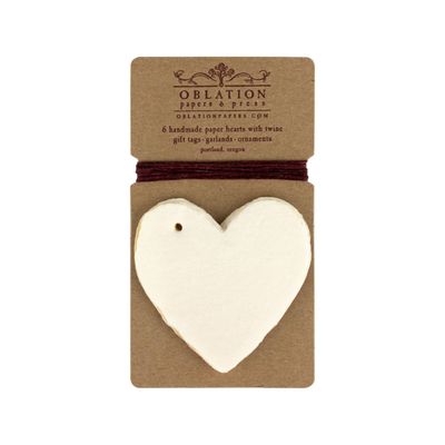 Cream Petite Handmade Paper Heart Tags