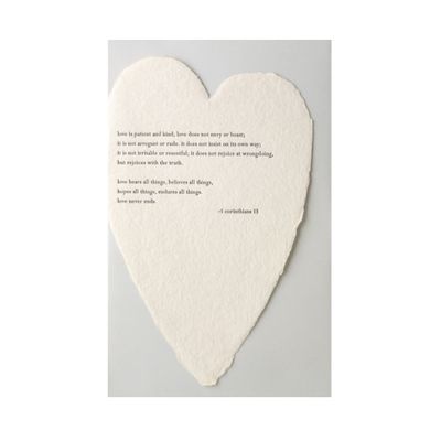 Corinthians Quote Letterpress Deckled Heart Card