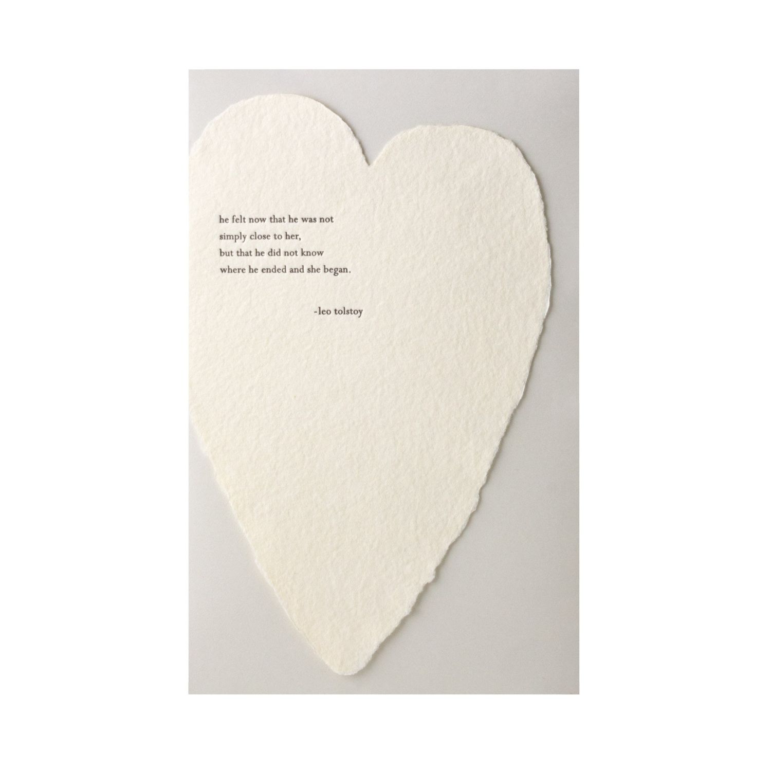 Leo Tolstoy Quote Letterpress Deckled Heart Card