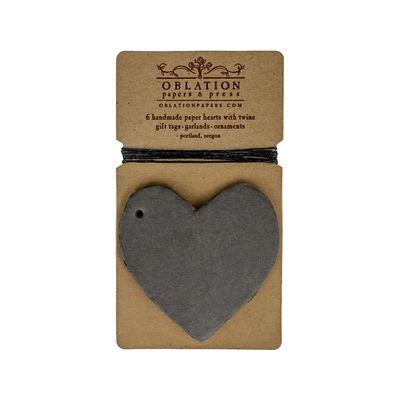 Charcoal Petite Handmade Paper Heart Tags