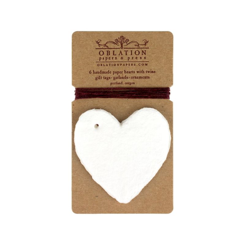 White Petite Handmade Paper Heart Tags