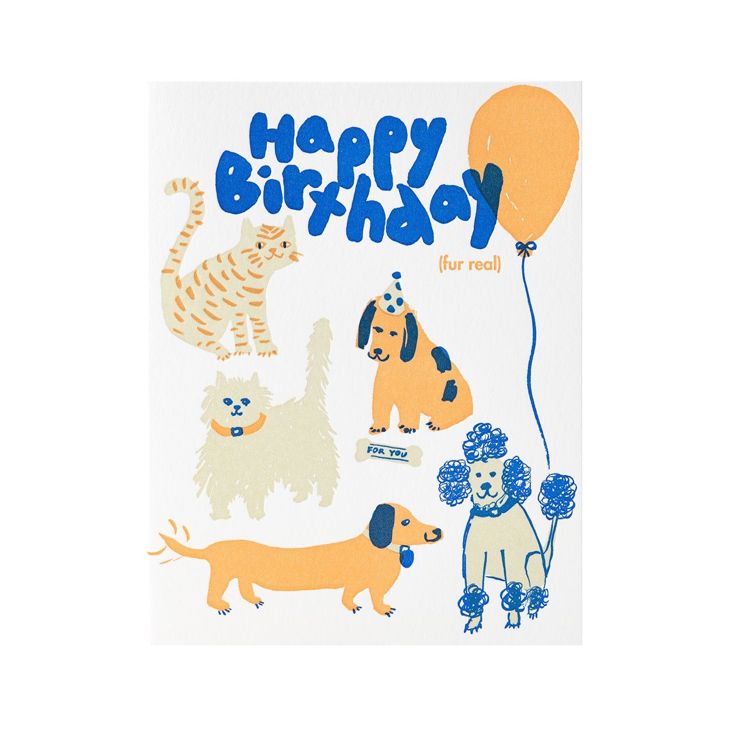 Happy Birthday Fur Real Letterpress Card
