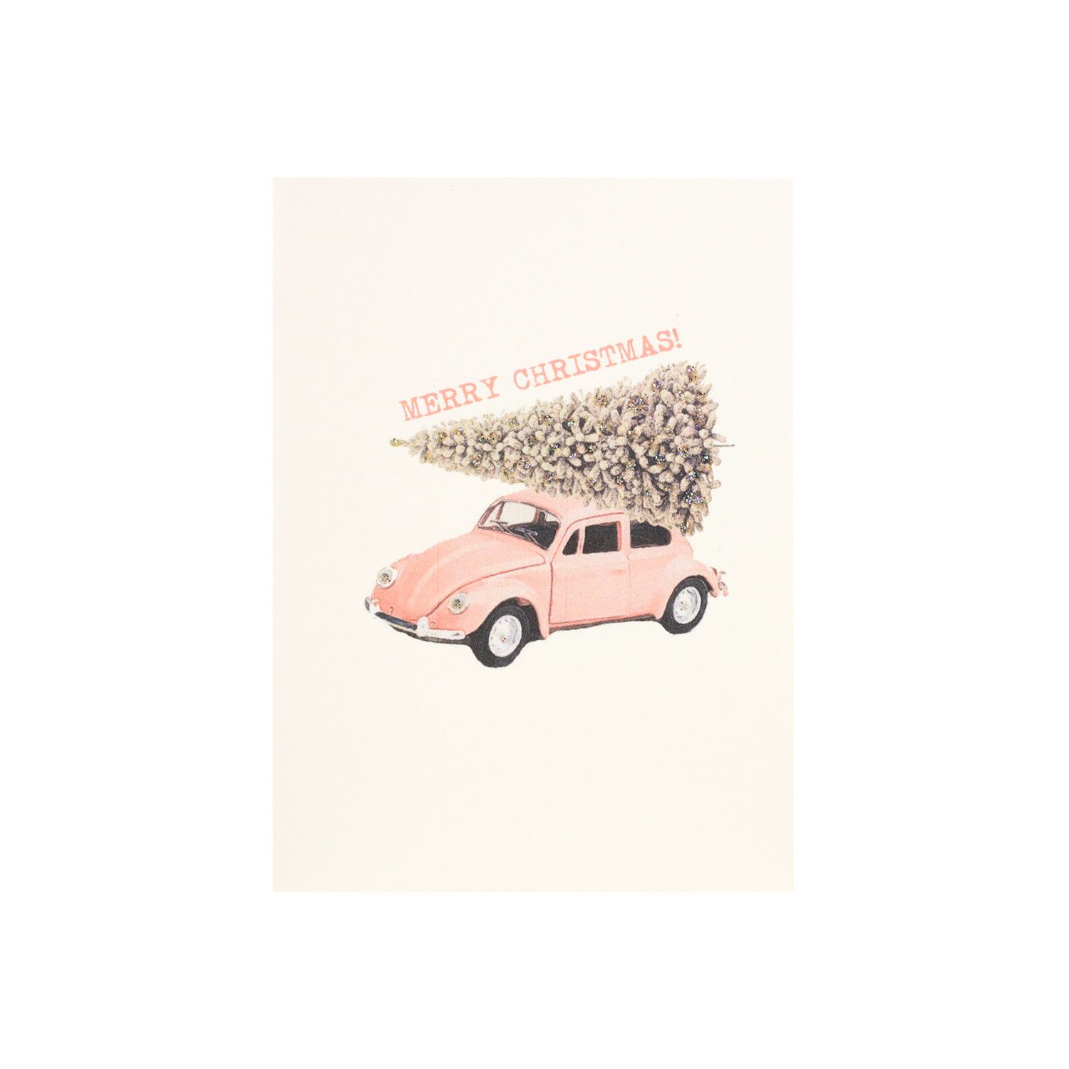 Merry Christmas Pink Bug Greeting Card