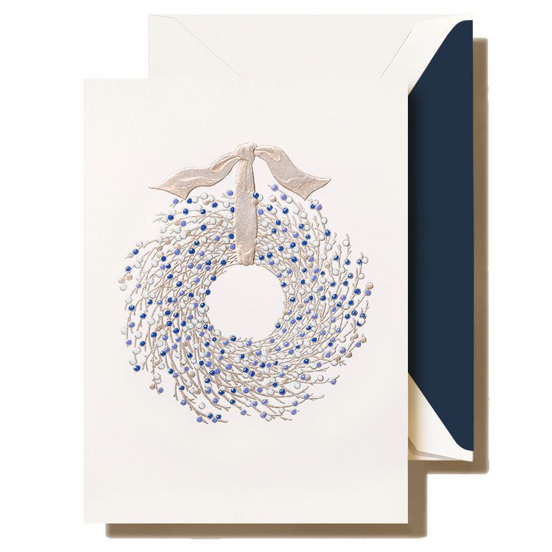 Engraved Juniper Berry Wreath Boxed Cards