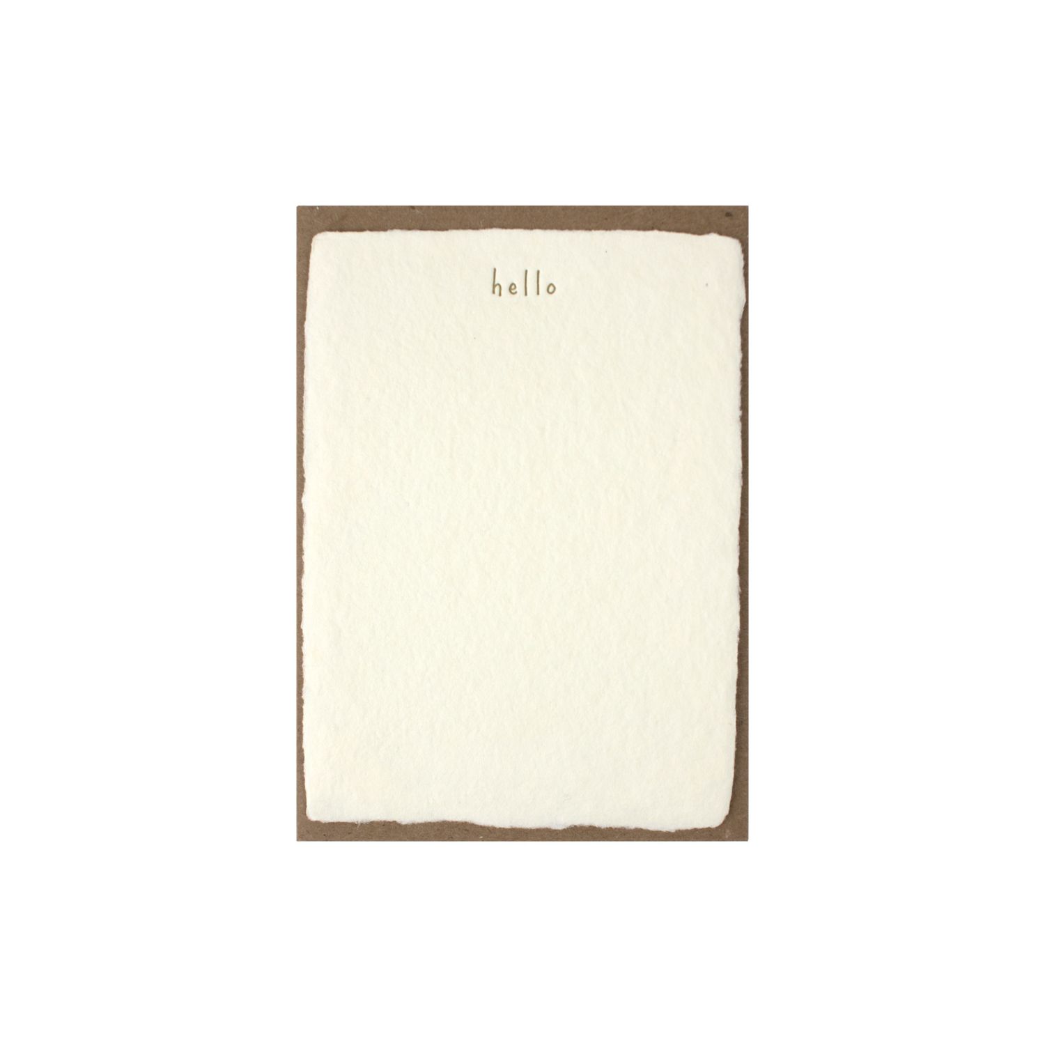 Hello Handmade Paper Deckled Letterpress Note