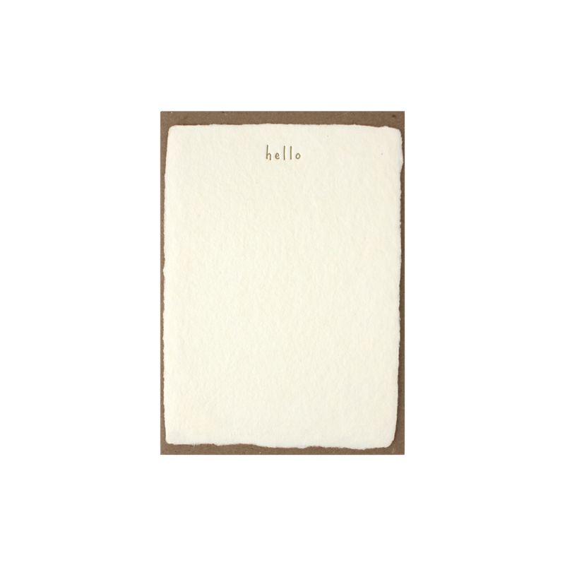 Hello Handmade Paper Deckled Letterpress Note