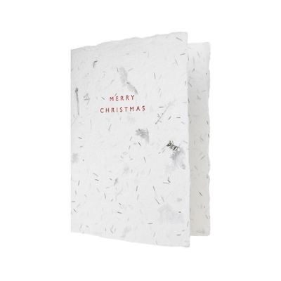 Merry Christmas Greeted Fern Letterpress Card