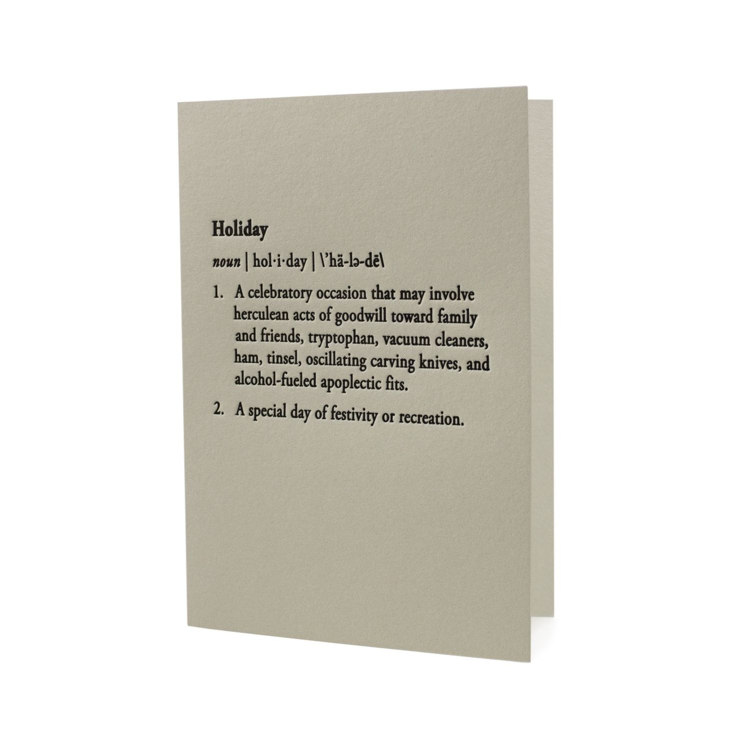 Holiday Definition Letterpress Card