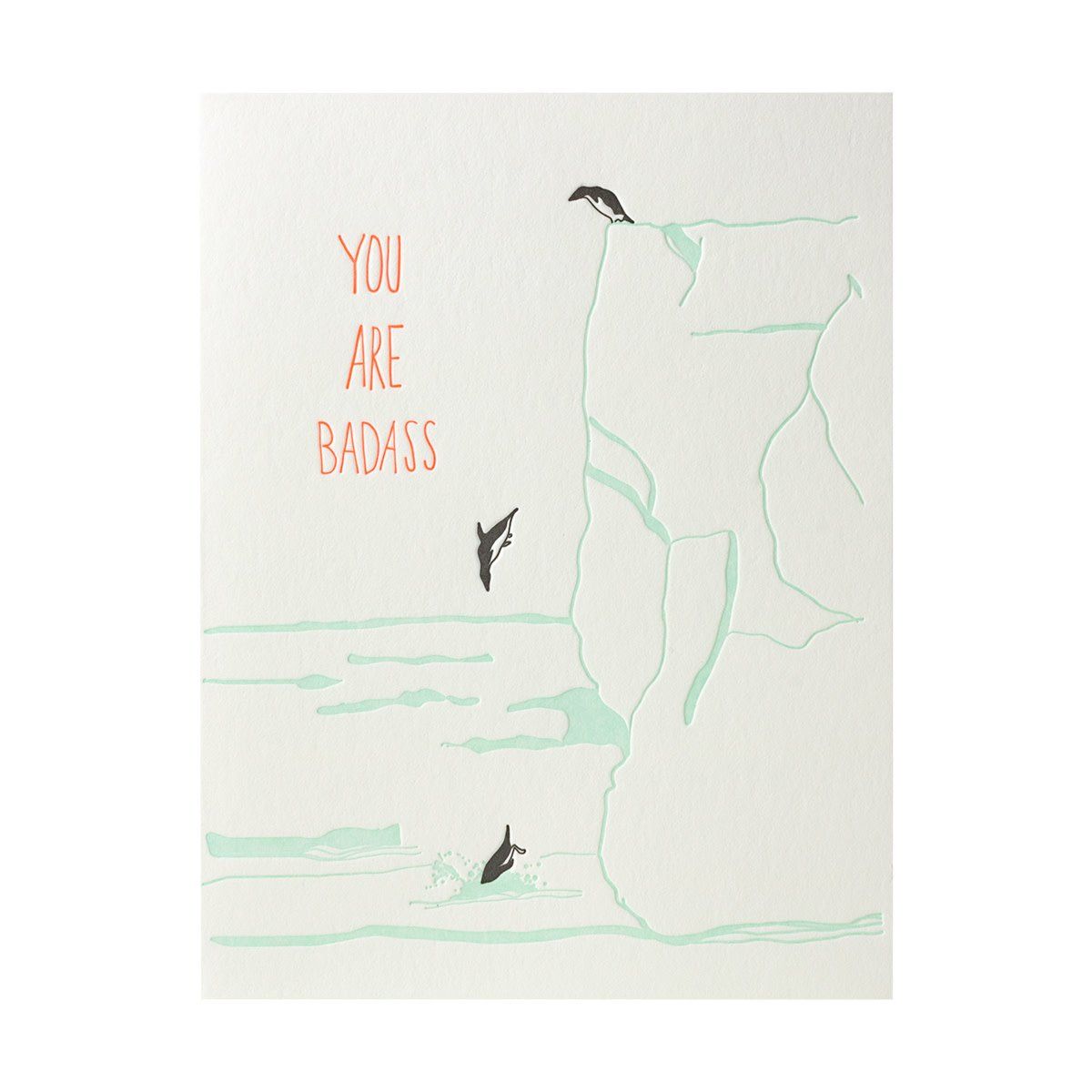 Badass Penguins Letterpress Card