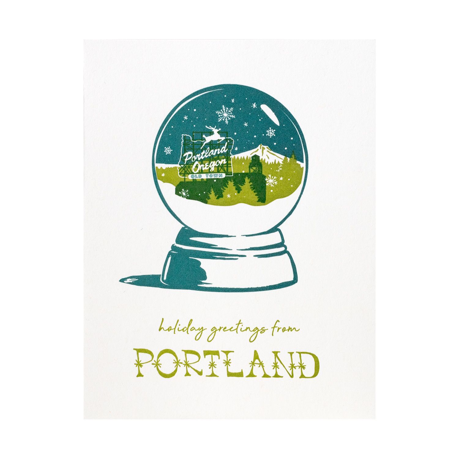 Portland Snow Globe Letterpress Cards box of 8