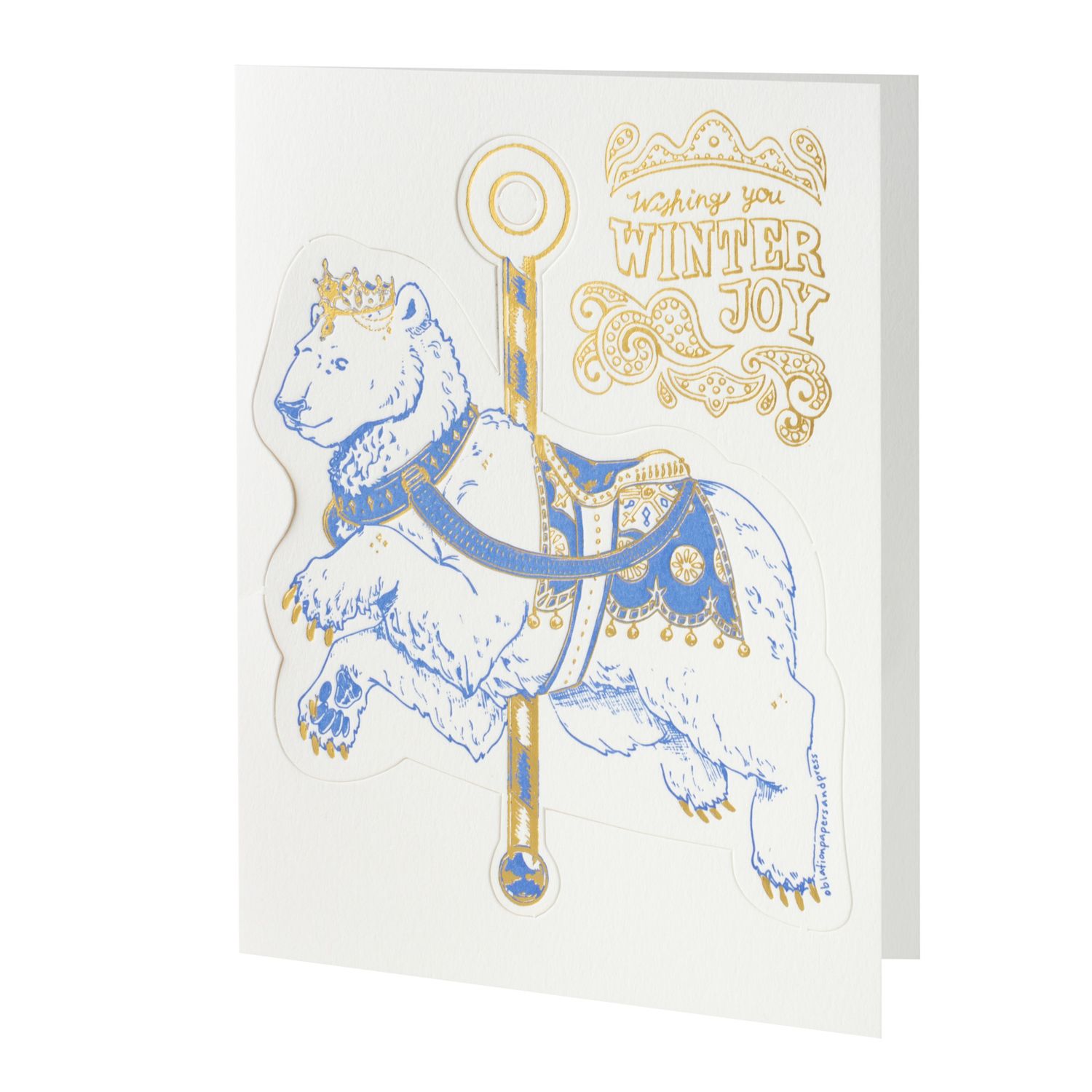 Winter Joy Carousel Ornament Letterpress Card