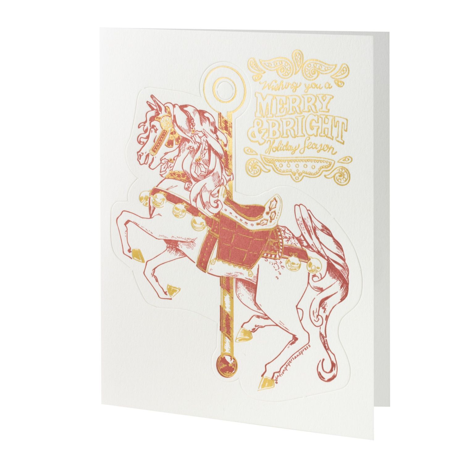 Holiday Carousel Ornament Letterpress Card