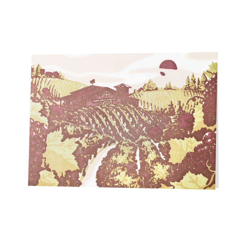 Vineyard Woodblock Print Letterpress Card