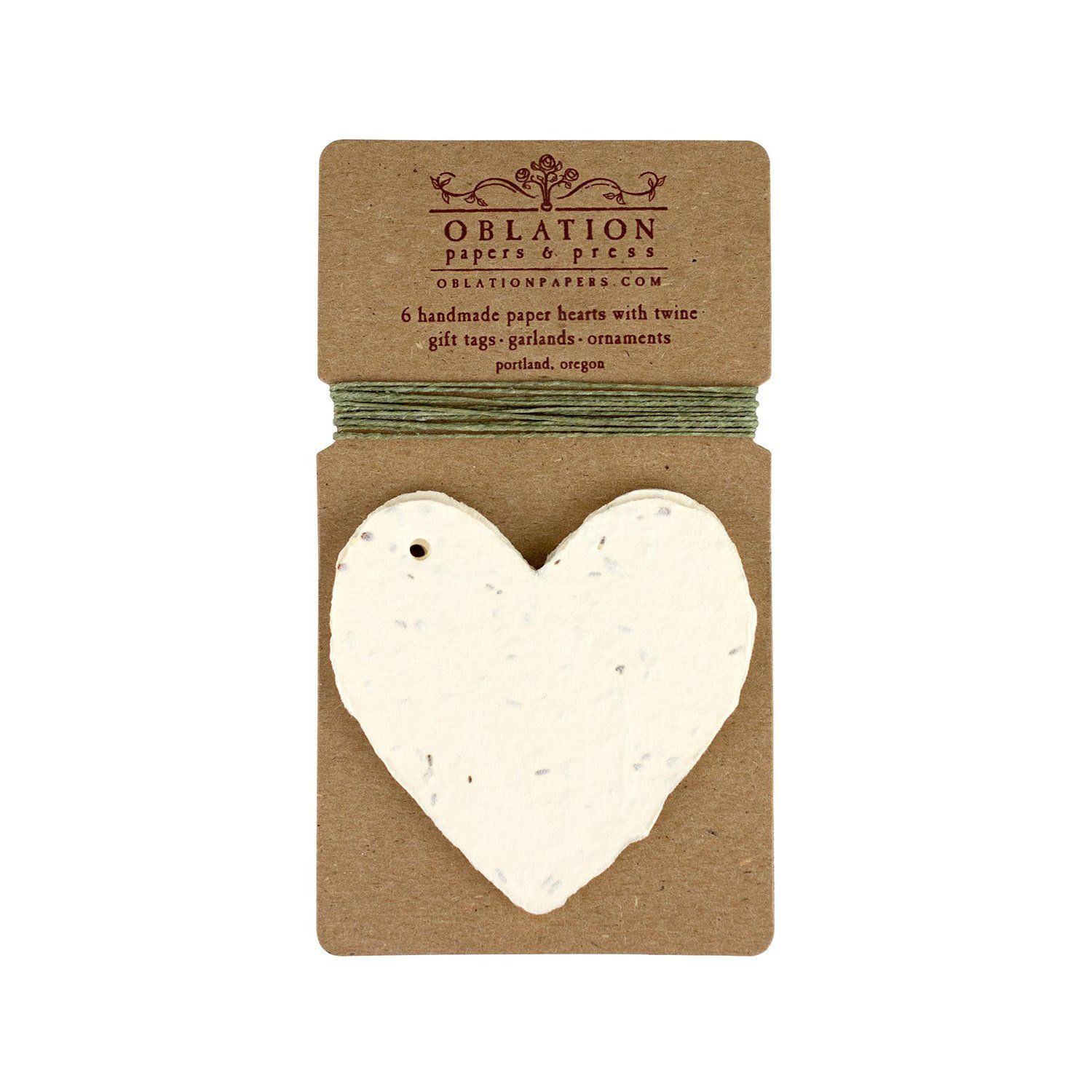 Seed Petite Handmade Paper Heart Tags, Pack of 6