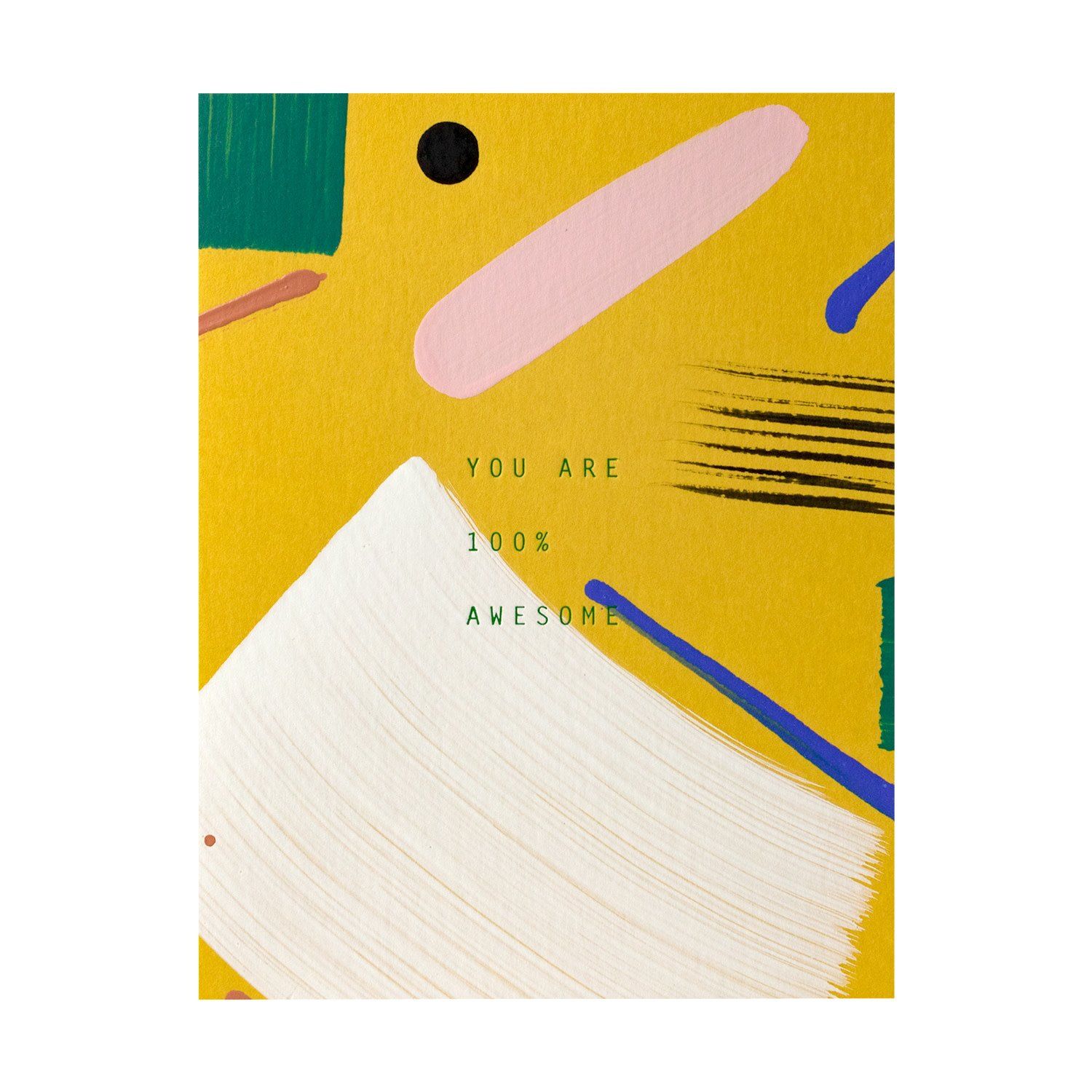 100% Awesome Hand Painted Letterpress Card