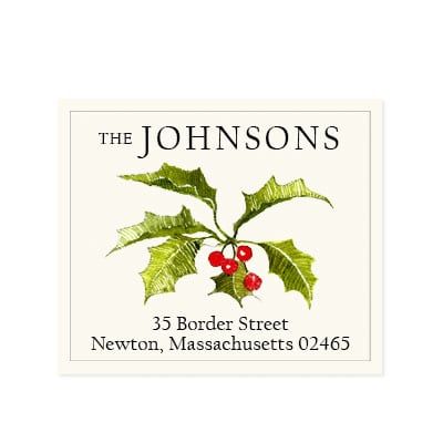 christmas holly address label