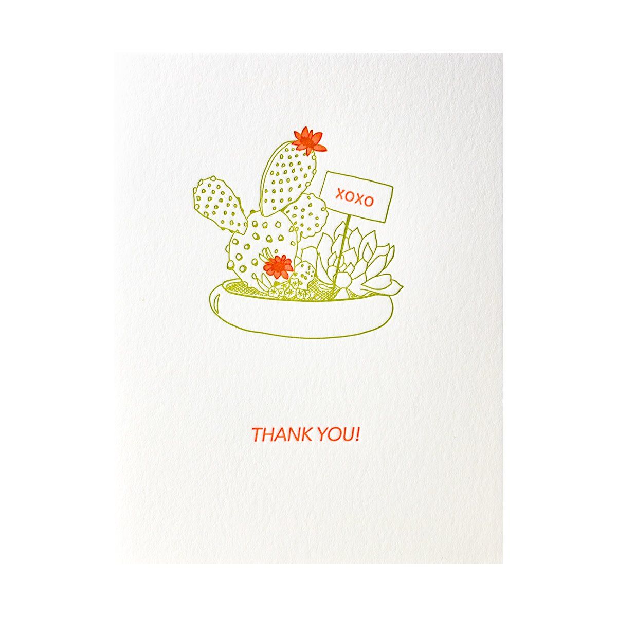 Cactus Neon Thank You Letterpress Cards Box of 6