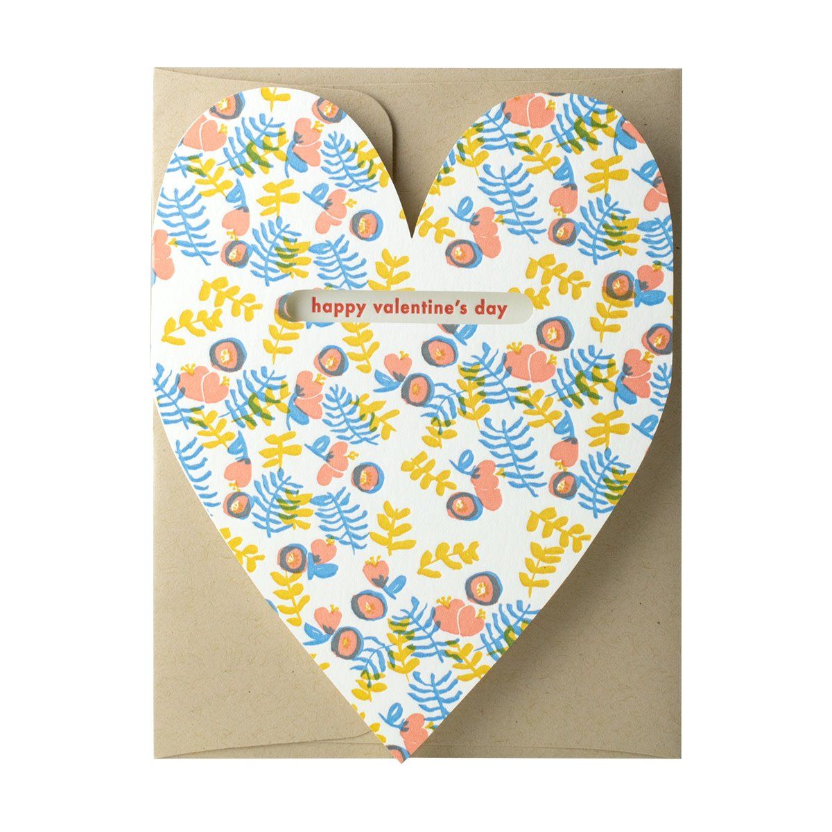 Buttercup Floral Valentine&#39;s Day Letterpress Heart