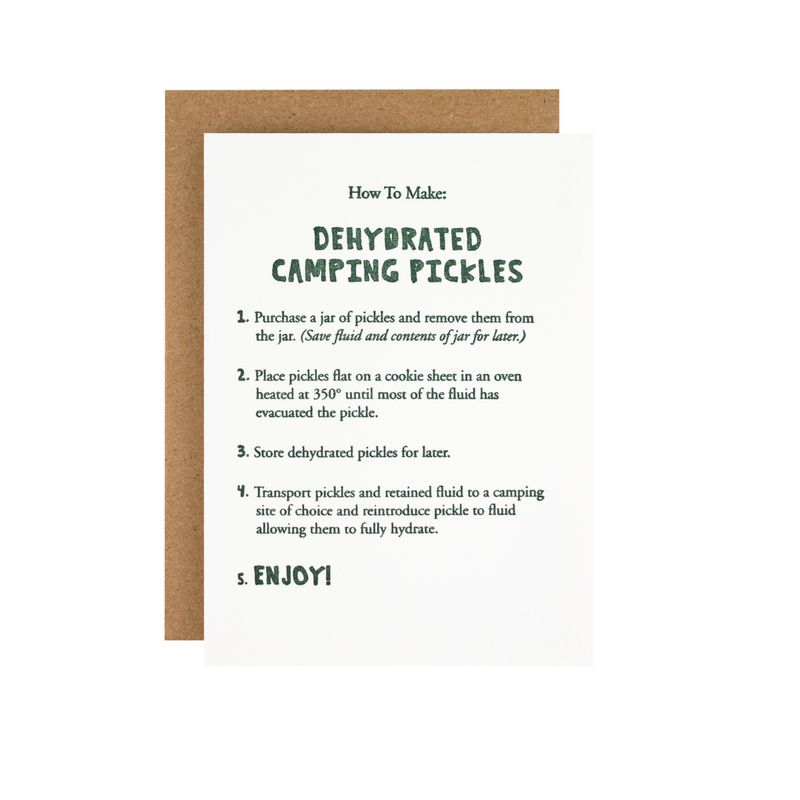 How To Make: Dehydrated Camping Pickles Letterpress Card