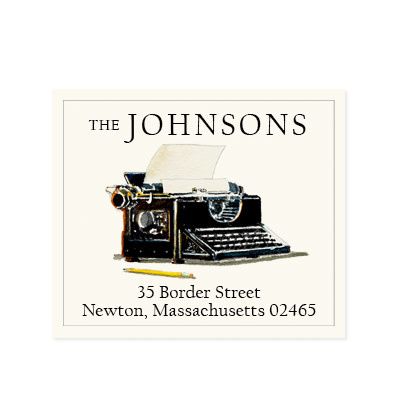 vintage typewriter address label