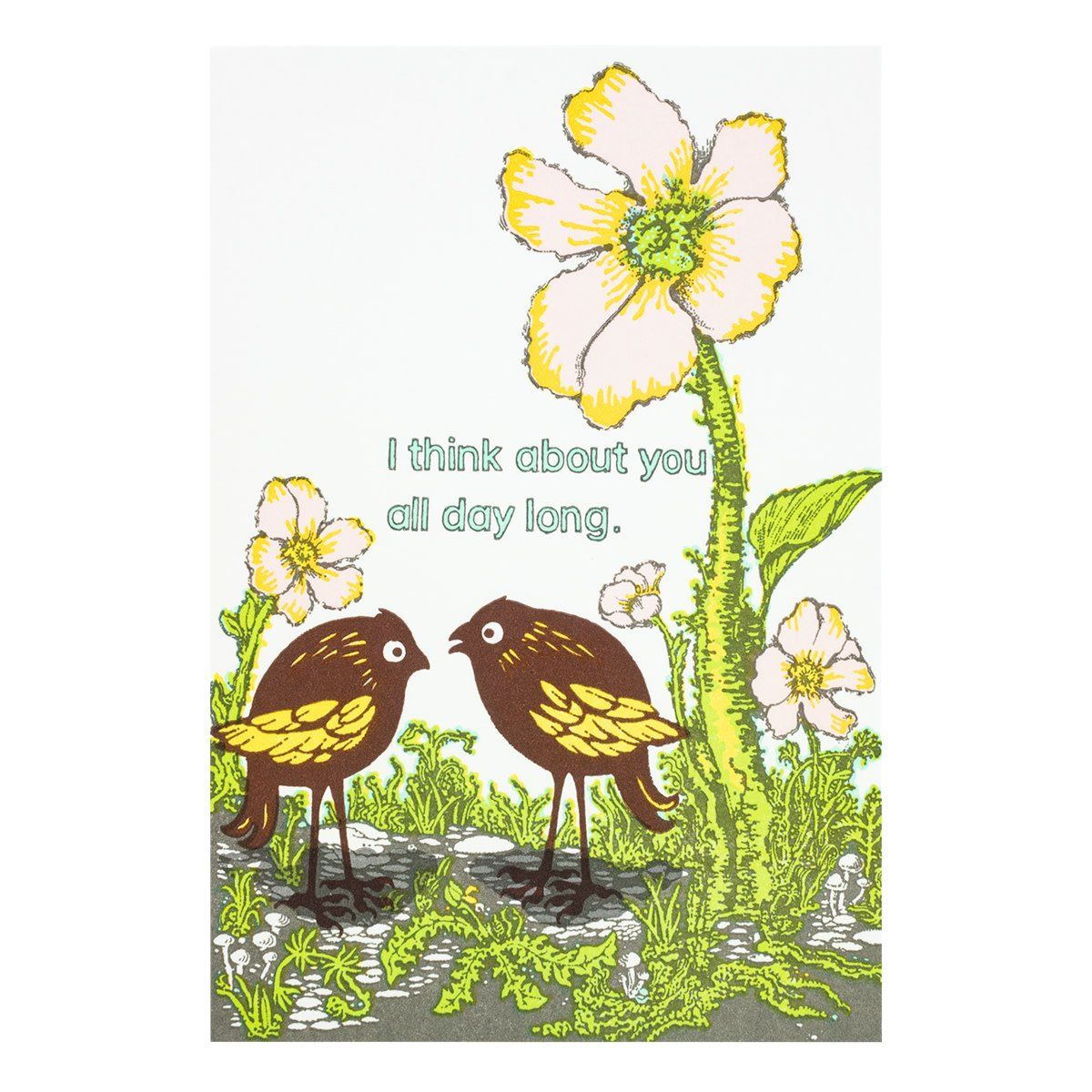 I think about you all day long letterpress card