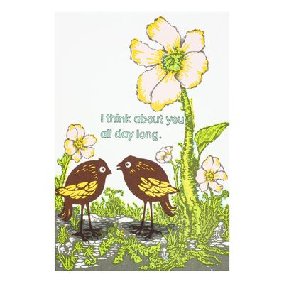 I think about you all day long letterpress card