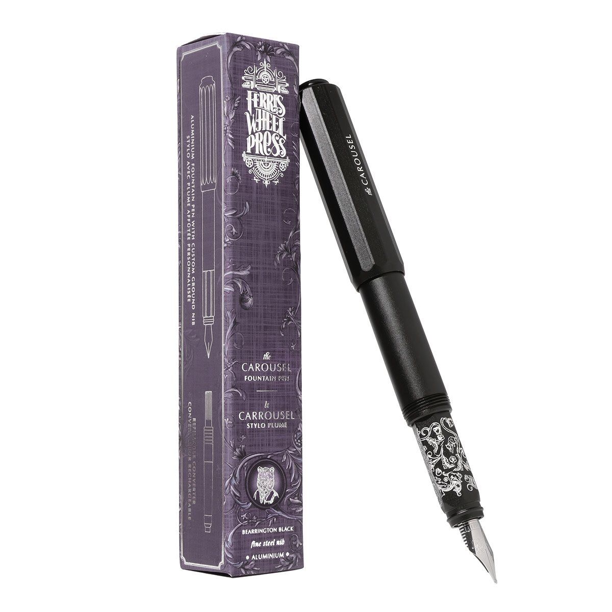 Aluminum Carousel Bearrington Black Fountain Pen