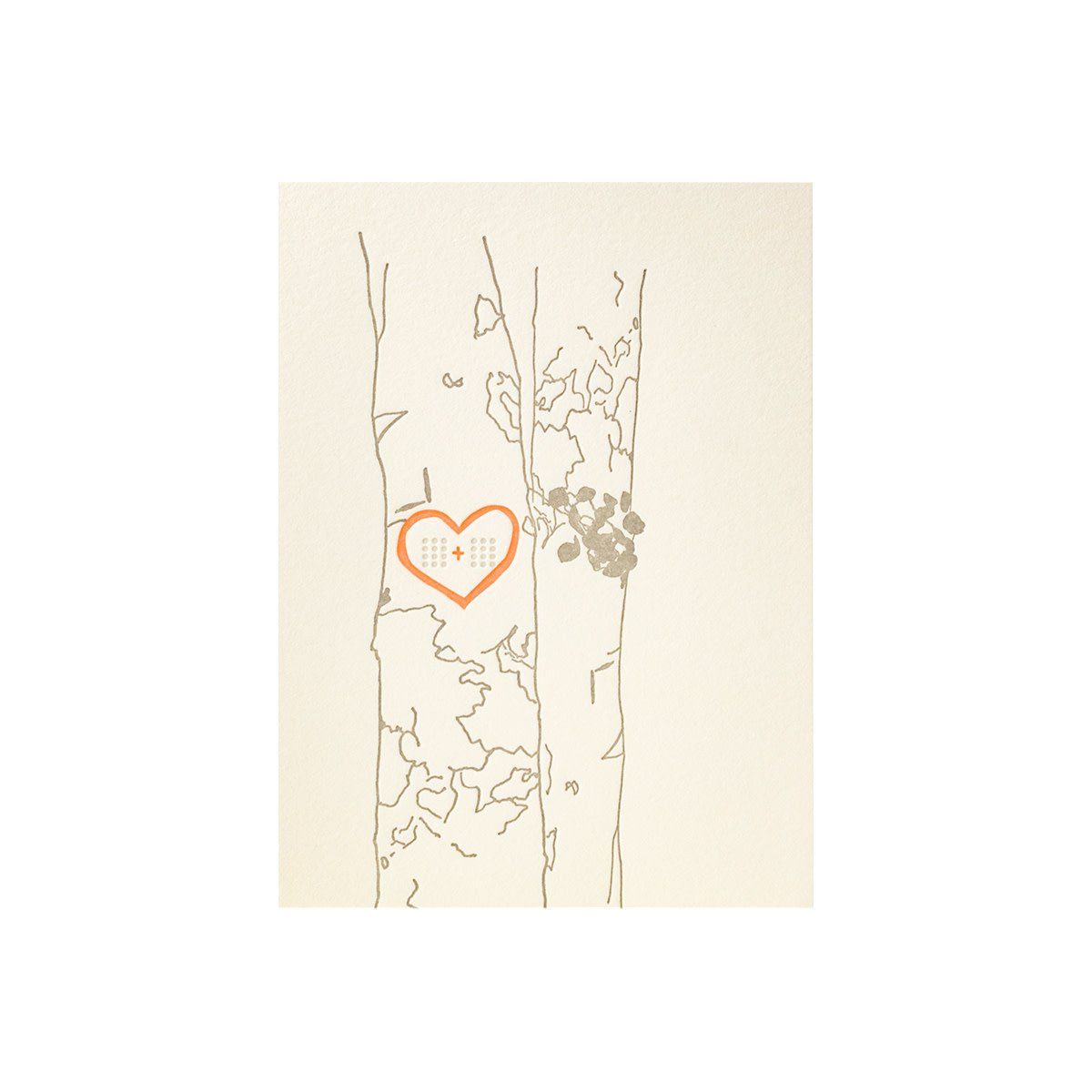 Heart Carved Into Tree Letterpress Card