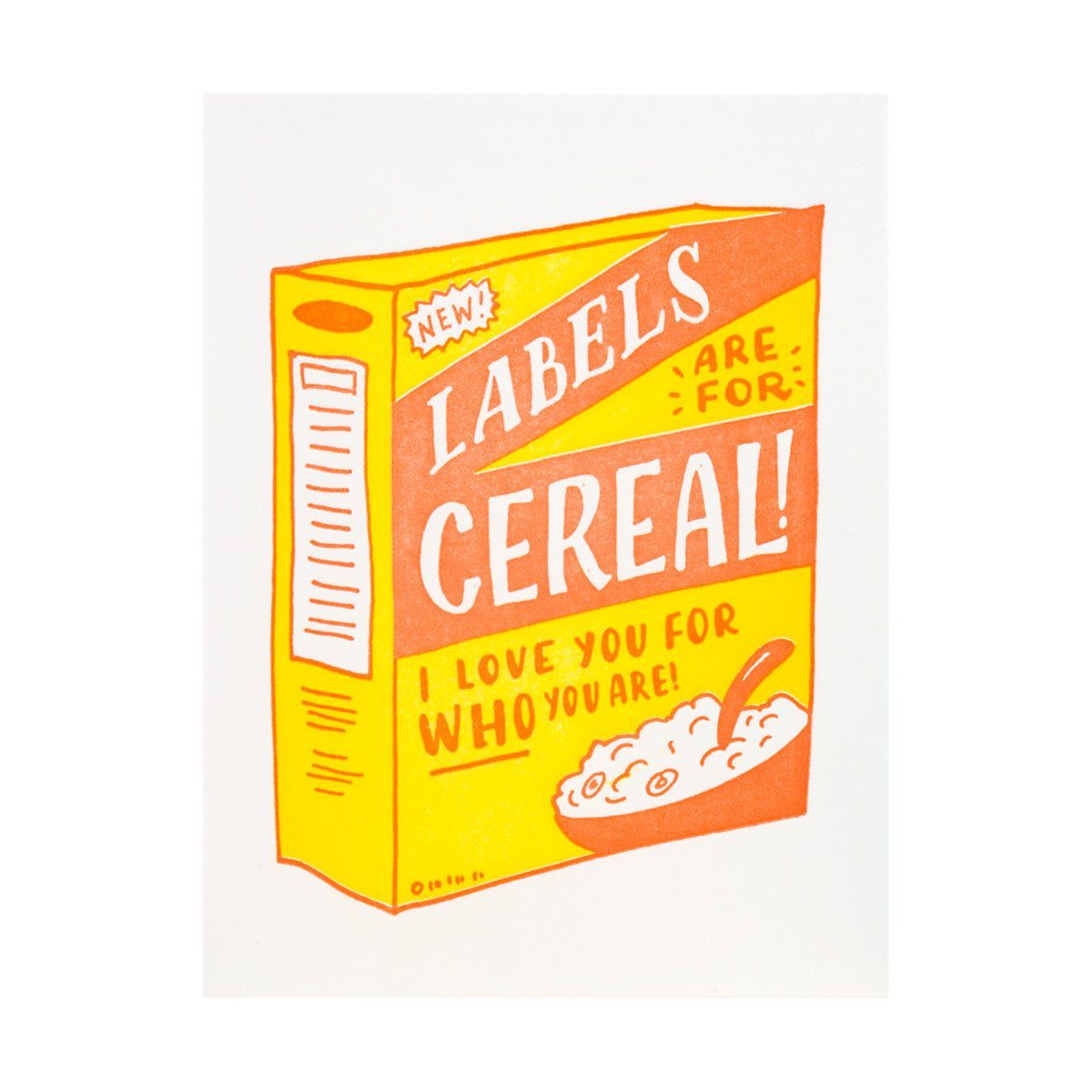 Labels Are For Cereal Letterpress Card
