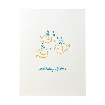 Birthday Fishes Letterpress Card