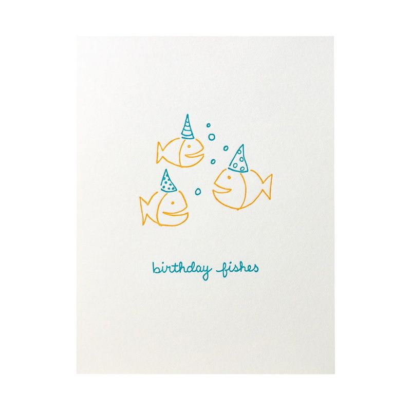 Birthday Fishes Letterpress Card