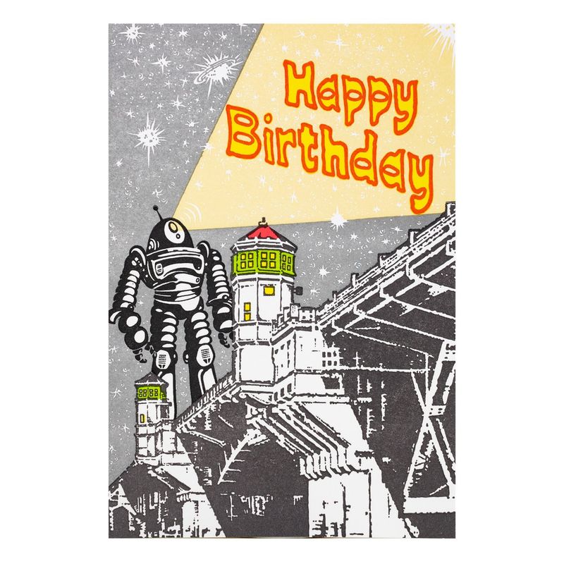 Happy Birthday Robot letterpress card