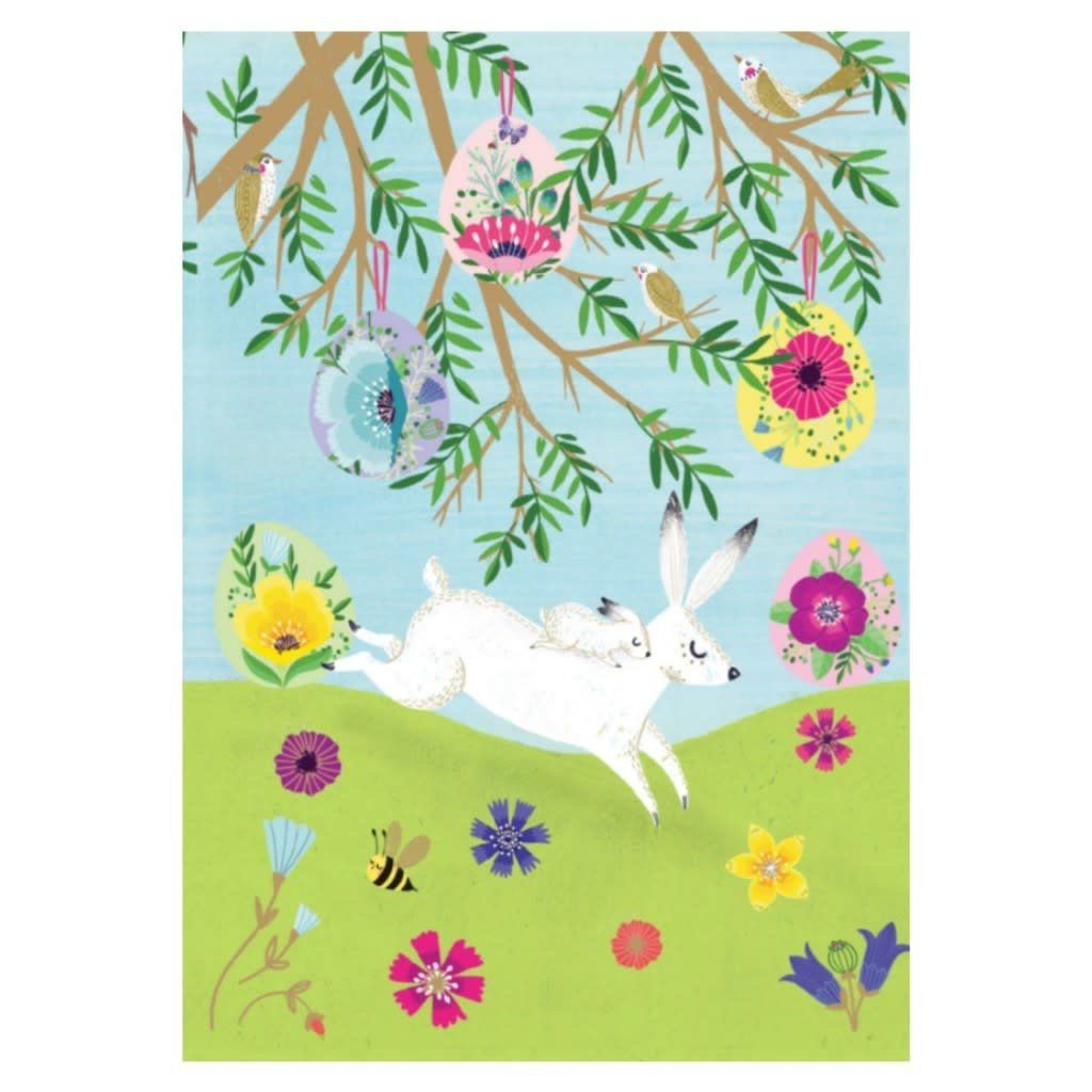 Spring Snow Hares Greeting Card