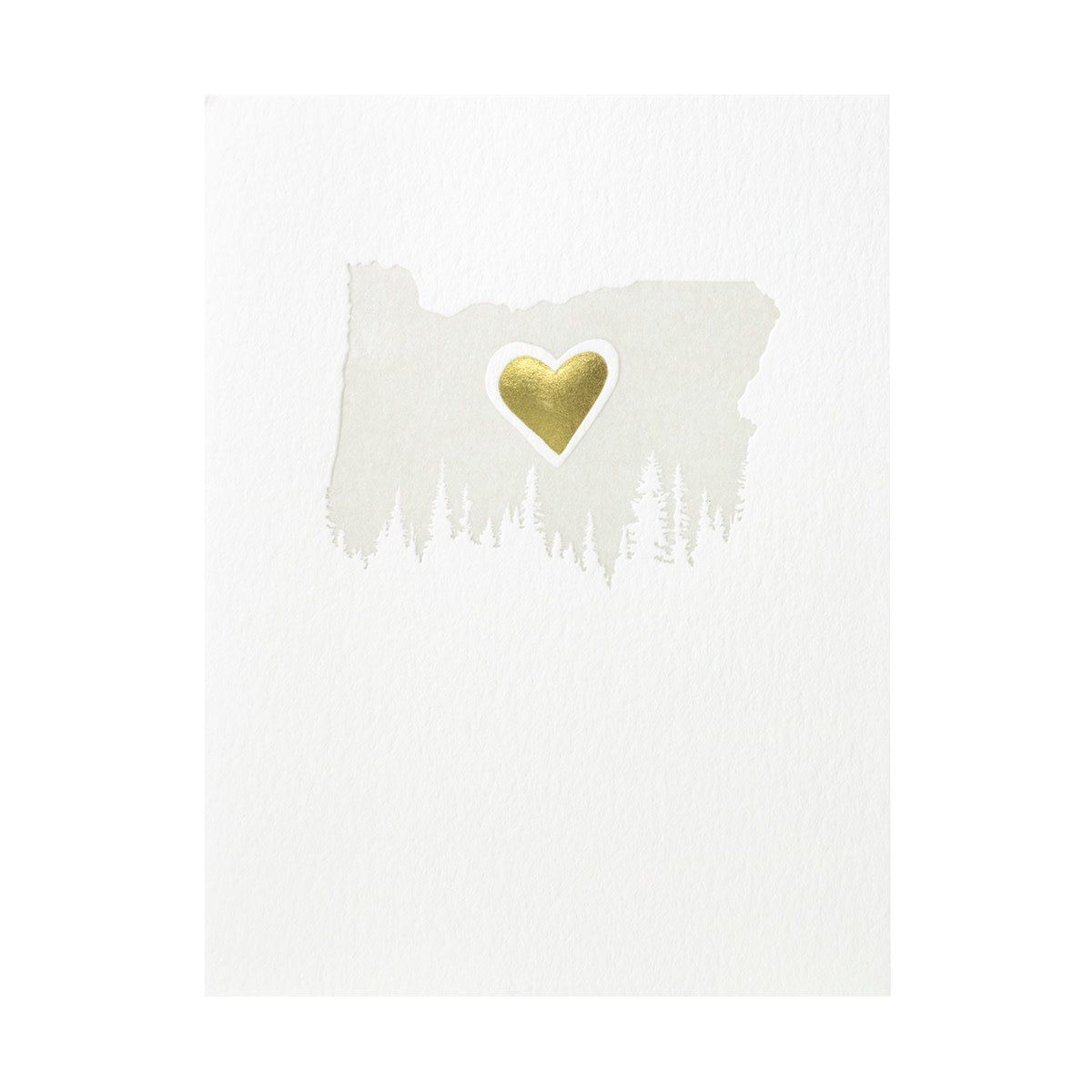 Gold Heart Over Oregon Letterpress Card
