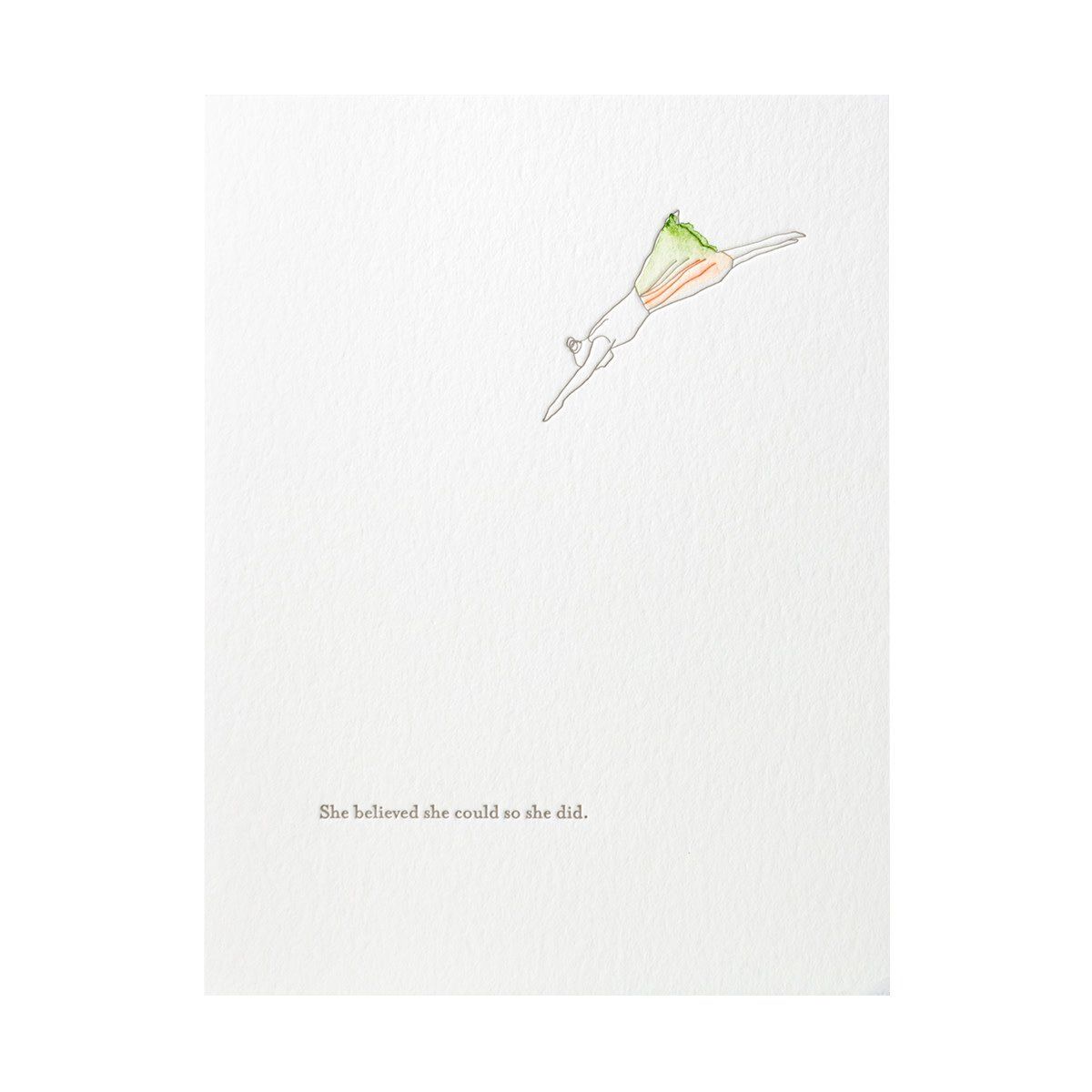 She Believed She Could Letterpress + Watercolor Card