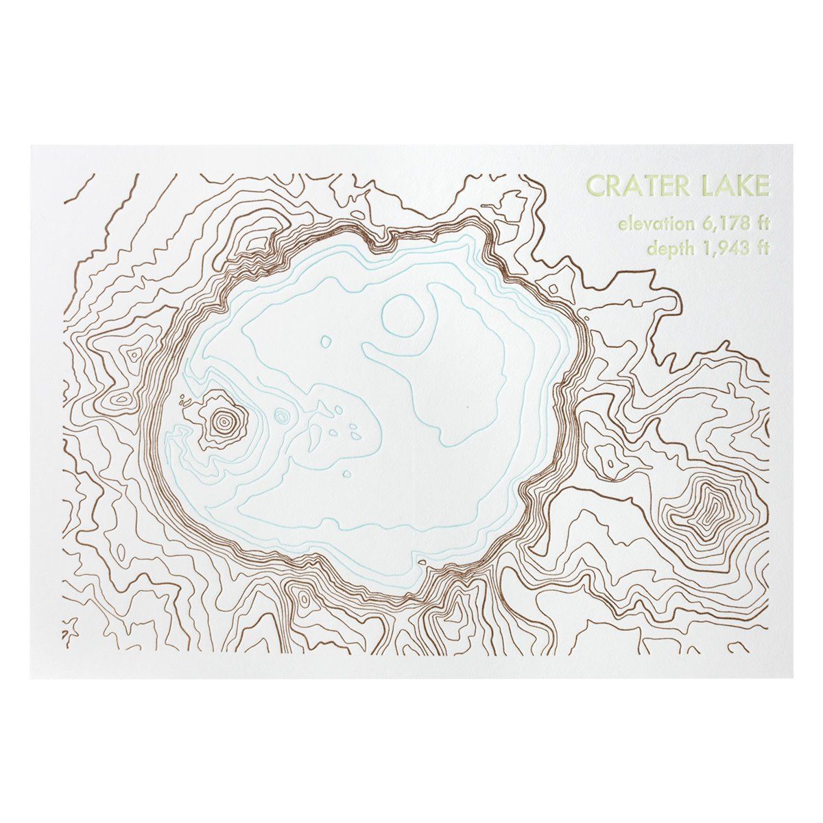 Topographic Map Postcard - Crater Lake