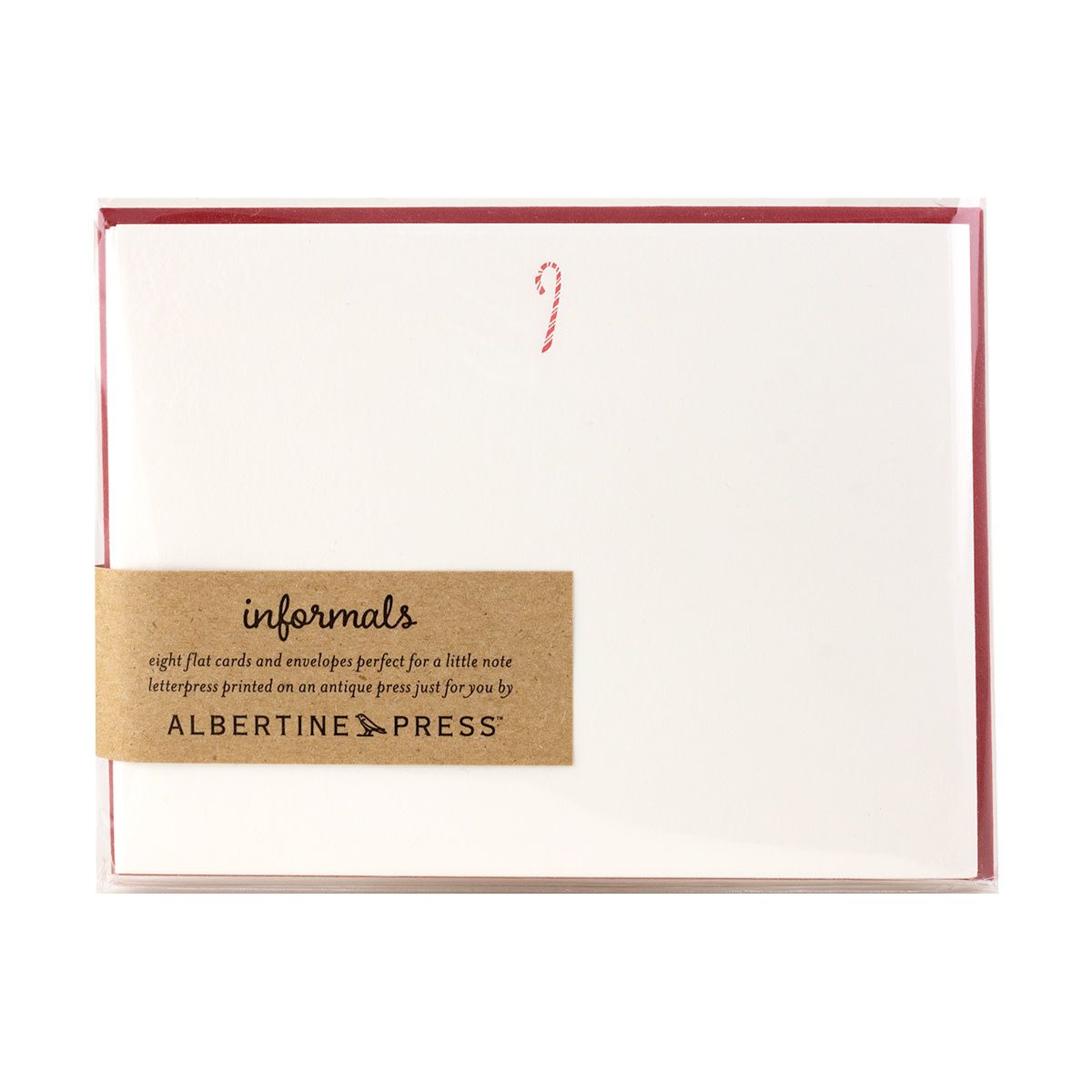 Candy Cane Holiday Letterpress Notecard Set