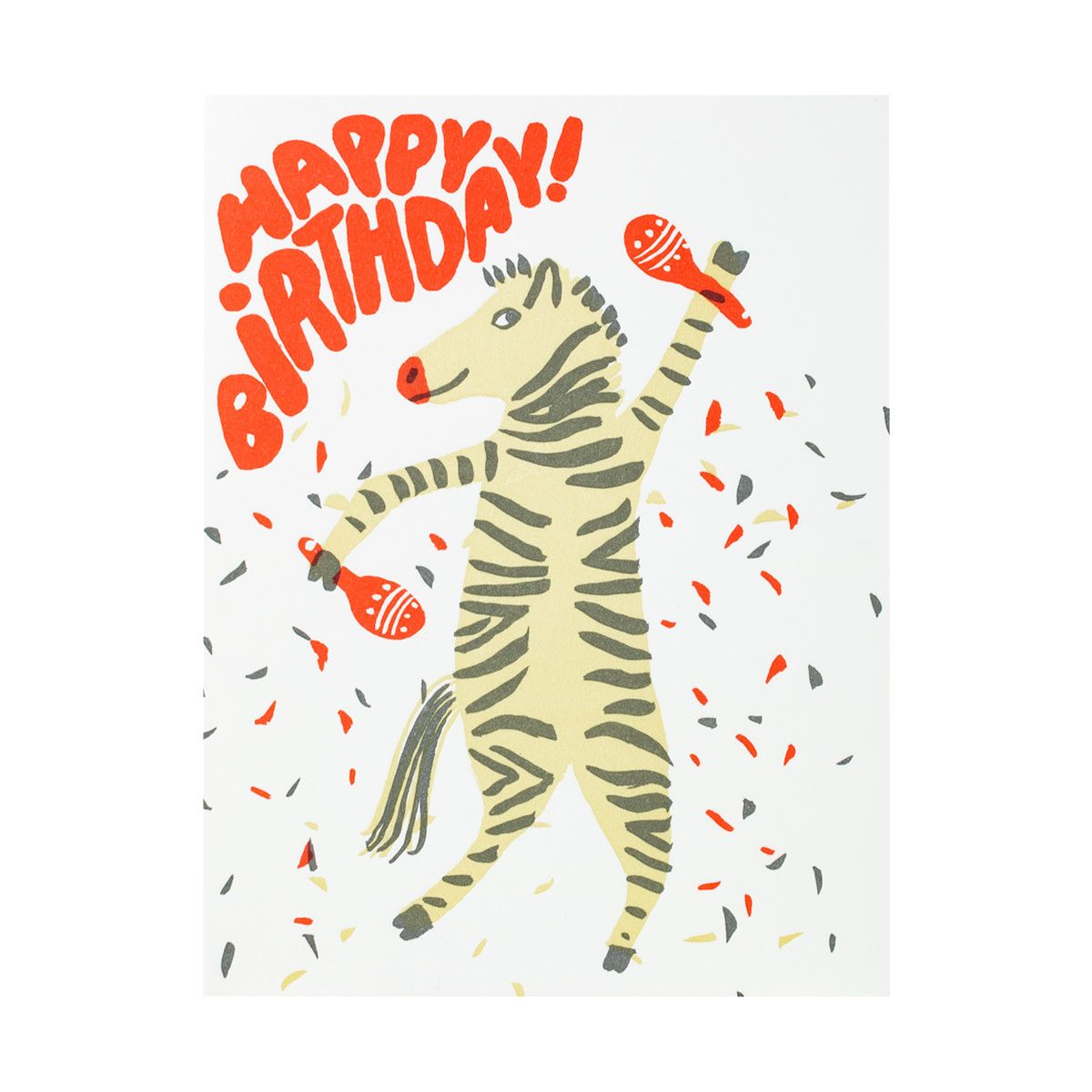 Party Zebra Letterpress Card